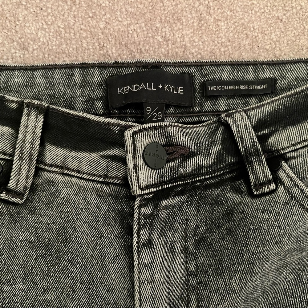 Kendall + Kylie High Rise Straight Jeans - Black and Gray